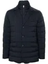Herno Quilted Lightweight Down Coat With High Collar In Blue