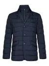 Herno Quilted Lightweight Down Coat With High Collar In Blue