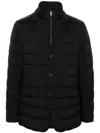 Herno Tailored Black Puffer Jacket With Notched Collar In Black
