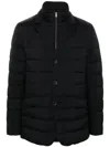 Herno Tailored Black Puffer Jacket With Notched Collar In Black