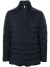 Herno Quilted Lightweight Down Coat With High Collar In Blue