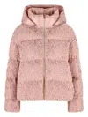 Herno Lace-effect Hooded Puffer Jacket In Pink