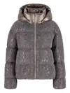 Herno Lace-paneled Puffer Jacket In Gray
