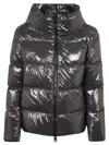 Herno Lacquer-effect Down Jacket With High Collar In Gray