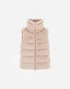 Herno Vest In Lady Alternative Fur And Nylon Ultralight In Neutral
