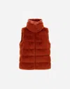 Herno Vest In Lady Alternative Fur And Nylon Ultralight In Orange