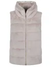 Herno Lady Faux Fur Down Vest In Multi