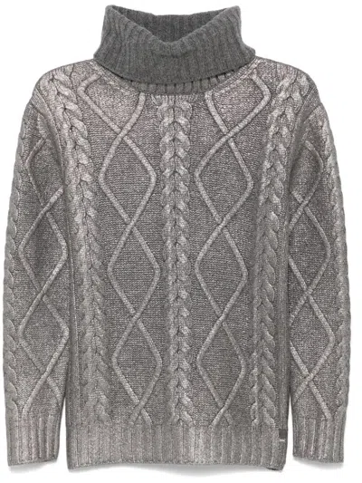 Herno Lamé-effect Sweater In Grey