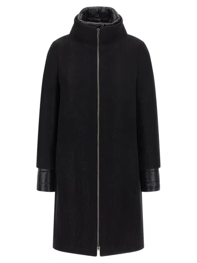 Herno Lamé Thread And Wool Coat Coats And Trench Coats Black