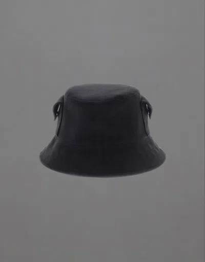 Herno Laminar Bucket Hat In Washed Tech-corduroy In Black