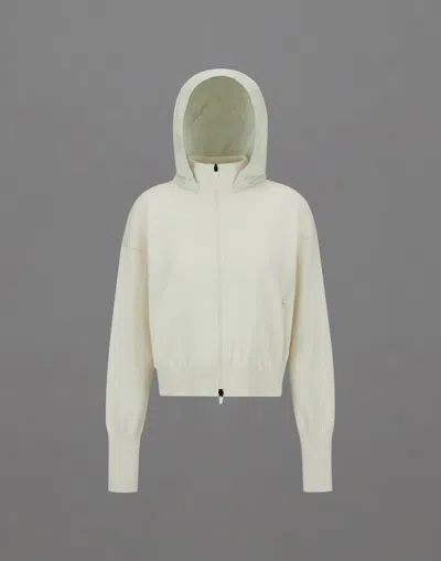 Herno Laminar Cardigan In Cony Knit And 2l Gore-tex In Cream