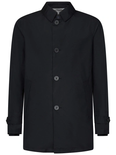 Herno Laminated Fabric Raincoat In Black
