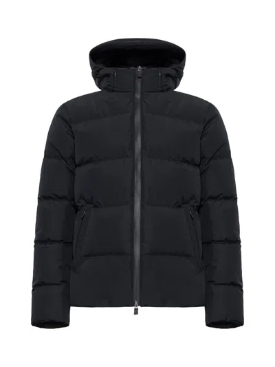 Herno Zip-up Hooded Puffer Coat In Black