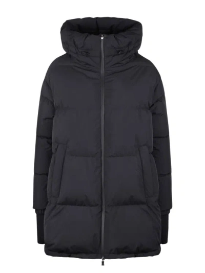 Herno Logo Keeper Loop Coat In Black