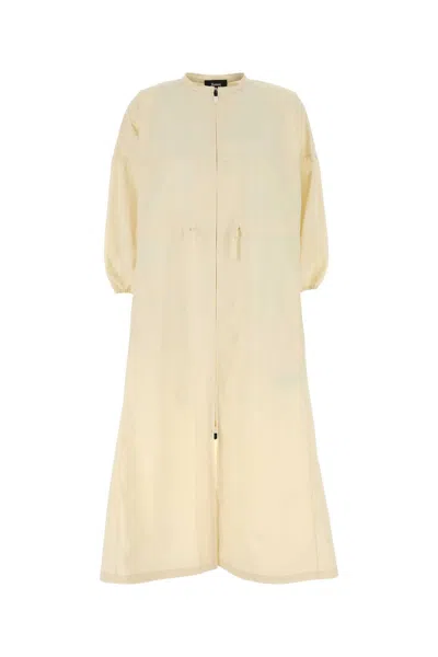 Herno Laminar Cream Nylon Mini Dress In Yellow