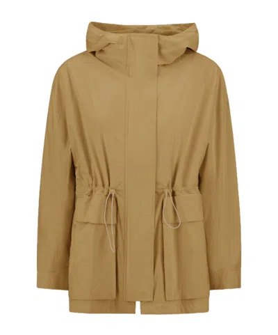 Herno Laminar Drawstring Parka Hooded Jacket In Brown