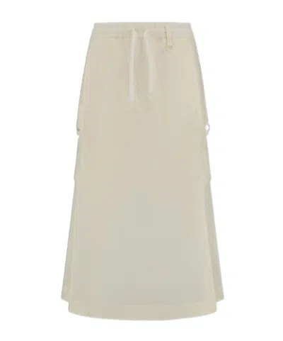 Herno Laminar Drawstring Waist Long Skirt In White