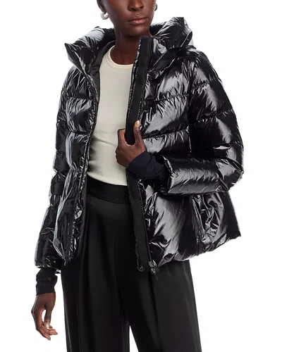 Herno Laminar Glazed Hooded Puffer Jacket In Black