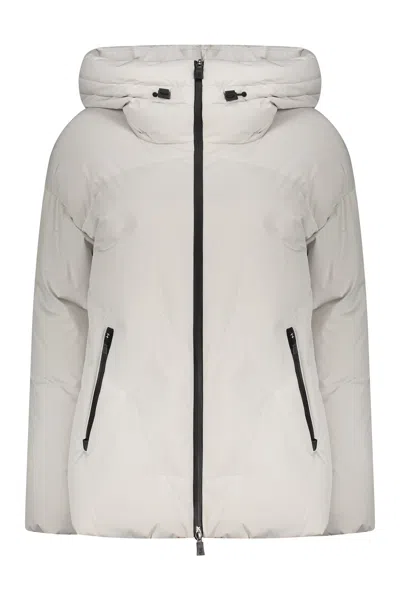Herno Laminar Hooded Full-zip Down Jacket In Grey