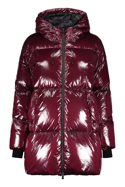 Herno Laminar Hooded Shiny Down Jacket In Red-purple Or Grape