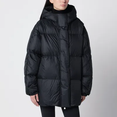 Herno Laminar Hooded Short Puffer Jacket In Nylon With Adjustable Hem In Black