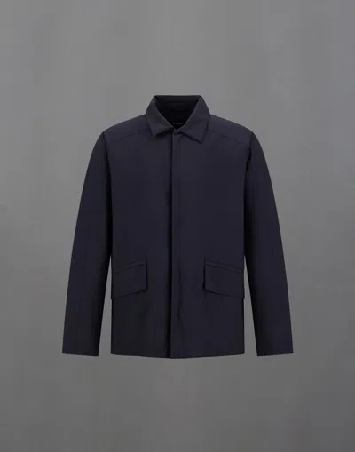 Herno Laminar Zip-front Collared Jacket In Blue