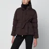 Herno Belted Puffer Jacket High Collar In Brown