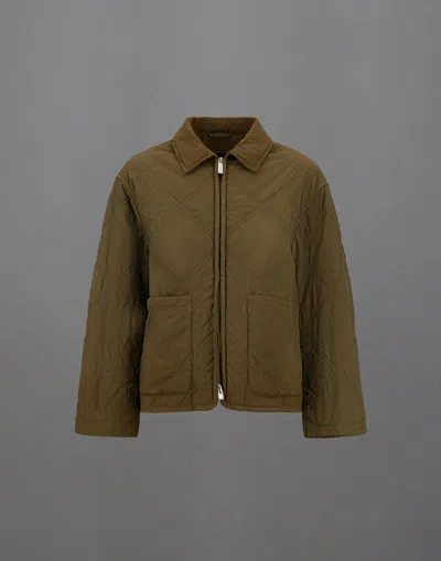 Herno Laminar Jacket In Transitional Quilted Garment Dyed In Green