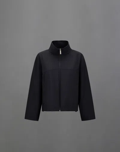 Herno Laminar Jacket With High Collar In Wool Touch In Black