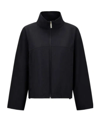 Herno Laminar Jacket With High Collar In Wool Touch In Black