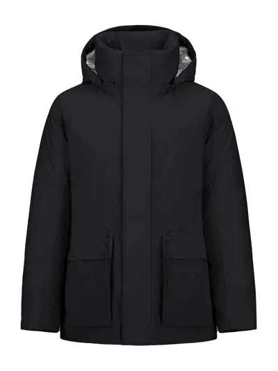 Herno Laminar Crinkle Metallic Parka In Black