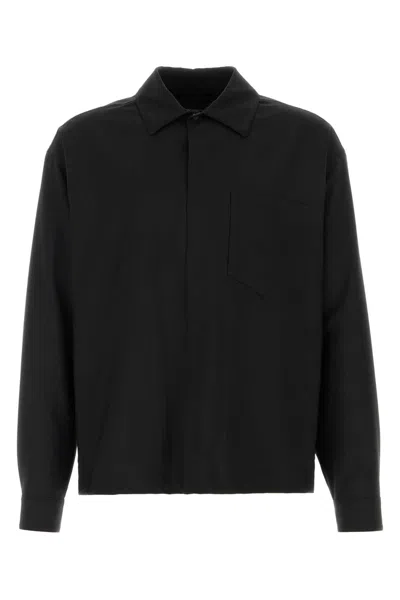 Herno Laminar Laminar Twill Shirt For Men In Black
