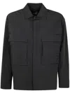 Herno Boxy Cropped Black Nylon Jacket With Classic Collar In Black