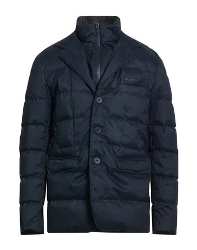 Herno Laminar Man Puffer Navy Size 40 Polyester, Polyurethane In Blue