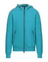 Herno Laminar Man Sweatshirt Turquoise Size 40 Cotton, Polyester, Ptfe - Polytetrafluoroethylene In Blue