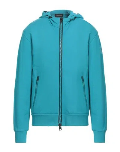 Herno Laminar Man Sweatshirt Turquoise Size 40 Cotton, Polyester, Ptfe - Polytetrafluoroethylene In Blue
