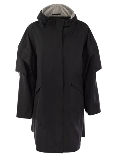 Herno "removable Sleeve Cape Coat In Black