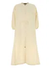 Herno Drawstring Waist Crewneck Dress In Neutrals