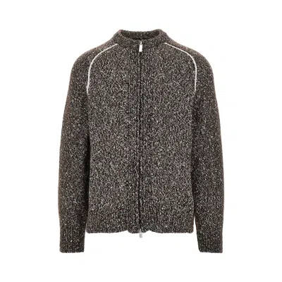 Herno Laminar Mouliné Knitted Cardigan In Gray