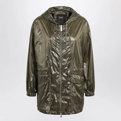 Herno Laminar Olive Green Shiny Nylon Parka