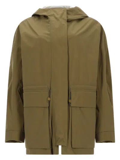 Herno Laminar Parka Corto Con Cappuccio In Green