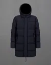 Herno Drawstring Hooded Parka Coat In Blue