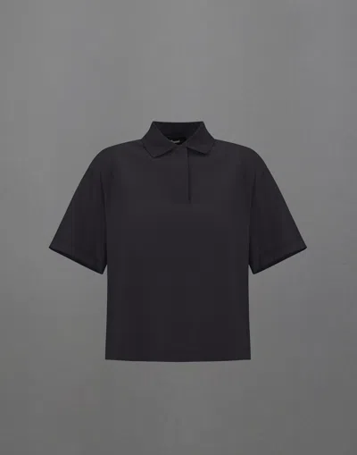 Herno Laminar Polo Shirt In Light Mercerised Cotton In Black