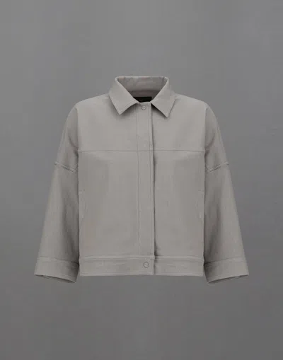 Herno Laminar Shacket In Diagonal-tech Cotton And Extralight Stretch In Grey