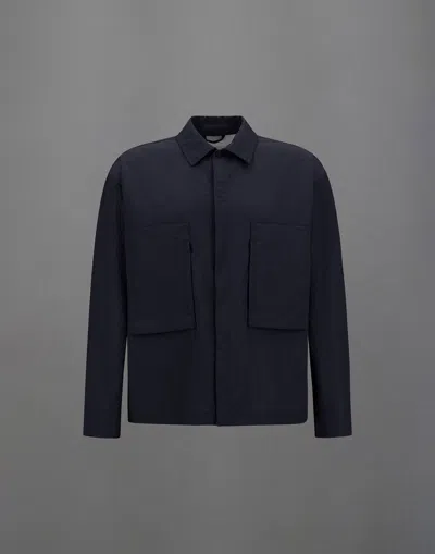 Herno Laminar Shacket In Tech-crinkle In Blue