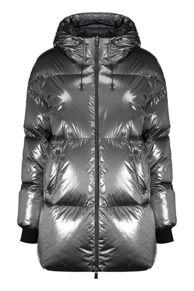 Herno Laminar Shiny Fabric Down Jacket In Grey