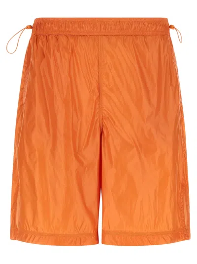 Herno Laminar Shiny Nylon Bermuda Shorts In Orange