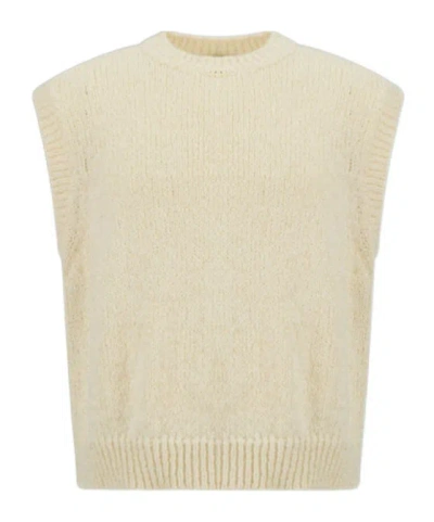 Herno Laminar Sleeveless Crew Neck Knitted Sweater In Brown