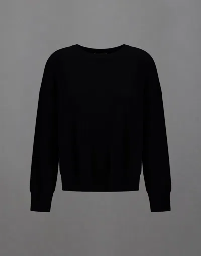 Herno Laminar Sweater In Cotton & Wool Knit In Black