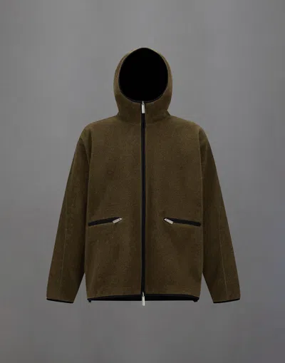 Herno Laminar Sweatshirt In Polar Fleece And Extra Light Stretch Padded In Green